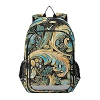 ALAZA Blue & Gold Paisley Ornament Laptop Backpack Purse for Women Men Travel Bag Casual Daypack with Compartment & Multiple Pockets