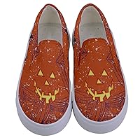 PattyCandy Girls Halloween Patterns Kids Canvas Slip-On Shoes, Size:US 8C-7Y