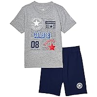 Converse Boy's Logo All Over Print Tee & Shorts Set (Toddler/Little Kids) Midnight Navy 4 Little Kid