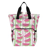 Watermelon Diaper Bag Backpack for Mom Dad Large Capacity Baby Changing Totes with Three Pockets Multifunction Nappy Changing Bag for Shopping