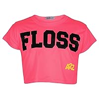 Kids Girls Crop Top Designer Floss Neon Pink Stylish Fashion T Shirt Top 5-13 Yr