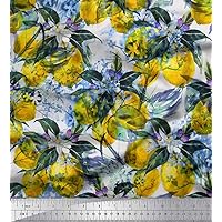 Soimoi Cotton Canvas Yellow Fabric - by The Yard - 42 Inch Wide - Leaves & Lemon Vegetable Harvest Textile - Citrusy and Botanical Patterns for Stylish Creations Printed Fabric