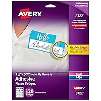 Avery Flexible Hello My Name is Name Tags, 2-1/3