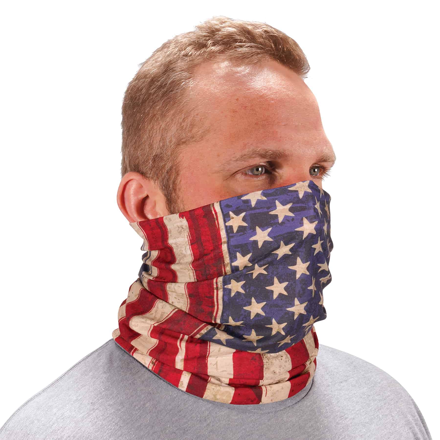 Ergodyne - 42121 Chill Its 6485 Neck Gaiter, Multiple Ways to Wear Headband, Sweat-Wicking American Flag
