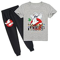 Ghostbusters Short Sleeve Tee Shirt and Casual Jogger Pants Crewneck Daily T Shirt for Boy Girls