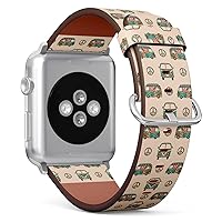 Compatible with Apple Watch Band 38mm 40mm 41mm (Colorful Hippie Camper Pattern) Replacement Vegan Leather Strap for iWatch Series 8 7 6 5 4 3 2 1 Ultra SE
