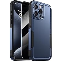 Diaclara Designed for iPhone 15 Pro Max Case, [with Privacy Screen Protector] [Anti Spy] [Military Grade Drop Protection] Heavy Duty Full-Body Shockproof Phone Case, Dark Blue