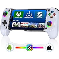 Wireless Mobile Gaming Controller for iPhone/Android, Phone Game Controller Support Phone Case, RGB Light Hall Joystick, Turbo, Mobile Gaming Gamepad