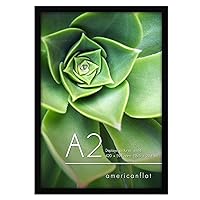 Americanflat A2 Picture Frame in Black - Engineered Wood with Polished Plexiglass - Horizontal and Vertical Formats for Wall