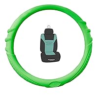 FH Group FH3003 Silicone Steering Wheel Cover with Grip Marks, Green -Universal Fit for Cars Trucks and SUVs