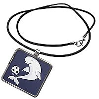 3dRose Funny Cute Beluga Whale Playing Soccer Sports Beach... - Necklace With Pendant (ncl_334604)