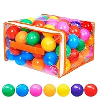 Vanland Ball Pit Balls for Baby and Toddler Phthalate Free BPA Free Crush Proof Plastic - 7 Bright Colors in Reusable Play Toys for Kids with Storage Bag (100 Balls Bright Colors)