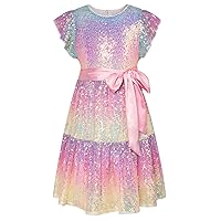 GRACE KARIN Girls Party Dress Sequin Formal Fancy Birthday Ruffle Midi Dress 5-12Years