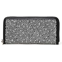 Rhinestone Bling Small Accordion Wallet Vegan Leather for Women for Cash Coin (7343-BK (Bling Black))