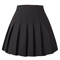 Girstunm Women's Pleated Skirt Mini Skater Basic Skirts High Waist School Girls Uniform Short Cheerleader Skirt