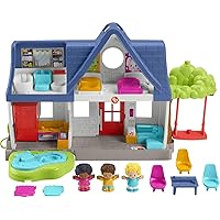 Fisher-Price Little People Friends Together Play House, Electronic Playset with Smart Stages Learning Content for Toddlers and Preschool Kids , Blue