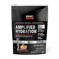 GNC AMP Amplified Hydration | Enhanced Electrolyte & Healthy Digestion Complex | Tropical Punch | 20 Count