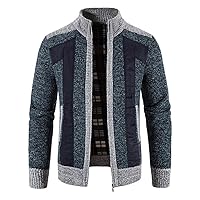 Jackets for Men Winter Casual Patchwork Long Sleeve Knitting Cardigan Zipper Sweater Coats
