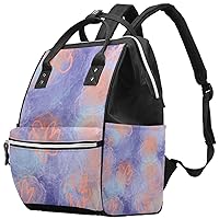 Watercolor Tie Dye Floral Diaper Bag Backpack Baby Nappy Changing Bags Multi Function Large Capacity Travel Bag