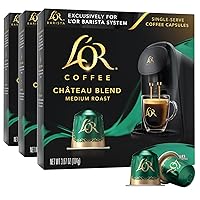 L'OR Coffee Pods, 30 Capsules Chateau Medium Roast Blend, Single Cup Aluminum Coffee Capsules Exclusively Compatible with the L'OR BARISTA System