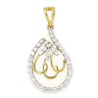 Tear-Drop Style Pendant with Chain in 14K Yellow Gold Over On 925 Sterling Silver Cubic Zirconia Jewelry