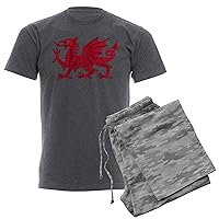 CafePress Welsh Dragon Men's Charcoal Pajamas Men's Novelty Pajamas