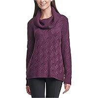 Calvin Klein Womens Chain Stitch Pullover Sweater, Purple, Medium