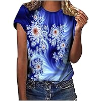 Crewneck T Shirt for Women Cute Graphic Shirts Short Sleeve Summer Tunic Soft Fashion Casual Tops Sexy Blouses