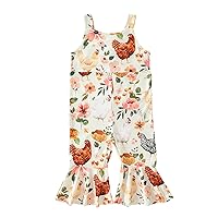DuAnyozu Toddler Little Girls Clothes Farm Chicken Bell Bottom Jumpsuits Rompers Kids Overalls Outfit Summer Clothing