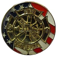 Wholesale Pack of 50 Fire Rescue USA Flag Round Motorcycle Hat Cap Lapel Pin