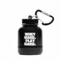 OnMyWhey - Protein Powder & Supplement Funnel Keychain, Portable To-Go Container for The Gym, Workouts, Fitness, & Travel - TSA Approved, Whey Hard Play Hard