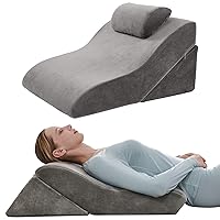Axelrod Bed Wedge Pillow Set Foam | Adjustable Pillows for Back, Leg and Knee Pain Relief | Post Surgery Ortho Pillow – Anti Snoring, Heartburn, Acid Reflux & GERD Grey