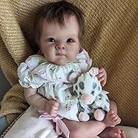 Angelbaby Reborn Realistic Baby Doll Look Real Girl, 18 Inch Lifelike Newborn Soft Weighted Body Baby with Hair Silicone Doll Closed Month Cute Child Doll for Kids & Adult Collections