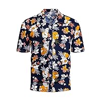 Men's Hawaiian Floral Shirts Casual Short Sleeve Button Down Beach Shirts Tops for Men