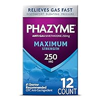 Phazyme Maximum Strength Gas and Bloating Relief, 250 mg Simethicone, 12 Fast Gels