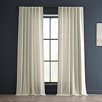 HPD Half Price Drapes Semi Sheer Faux Linen Curtains for Bedroom 96 inches Long Light Filtering Living Room Window Curtain (1 Panel), 50W x 96L, Barley