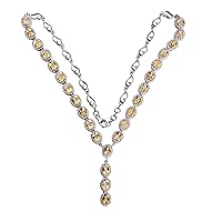 Citrine & Crystal Quartz Gemstone 925 Sterling Silver Necklace Beautiful Handmade Jewellery Birthday Gift