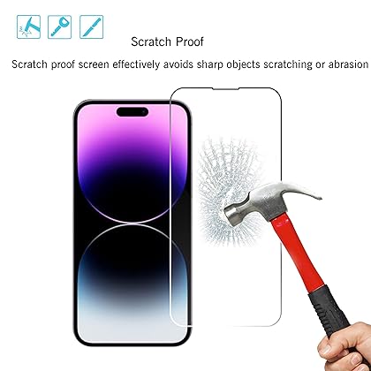 Ailun Glass Screen Protector for iPhone 14/14 Pro [6.1 Inch] Display 3 Pack Tempered Glass, Sensor Protection, Dynamic Island Compatible, Case Friendly