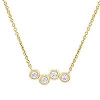 GILDED 1/6 ct. T.W. Lab Grown Diamond (SI1-SI2 Clarity, F-G Color) and 14K Yellow Gold Plating Over Sterling Silver 4-Stone Fashion Necklace with an 18 Inch Spring Ring Clasp Cable Chain