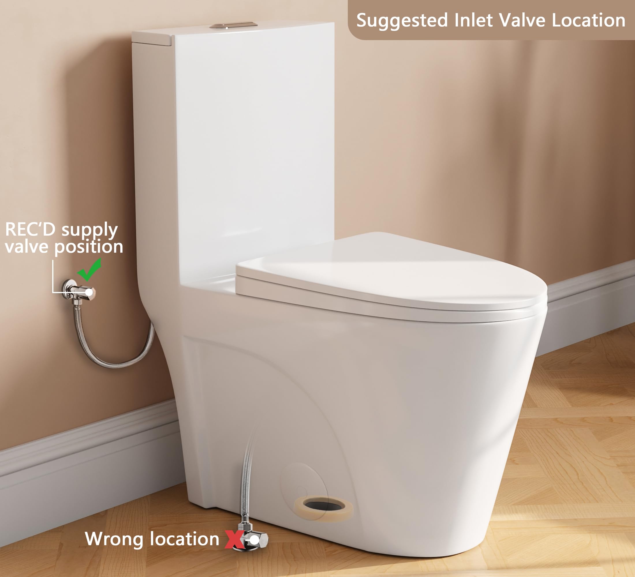 DeerValley Toilet, Elongated One Piece Toilet for Bathrooms, Comfortable Chair Seat Height 17