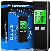 Breathalyzer,Professional-Grade Alcohol Tester with Memory and Warning Function for Personal and Professional Use(Black,10 Mouthpieces)