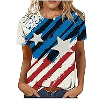 American Flag T Shirt Women 4th of July Shirts Raglan Short Sleeve Butterfly Flag Printed Patriotic Tee Tops Blouses