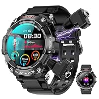 Smart Watch with Earbuds,Round 1.52'' Full Touch Screen,Military Watches for Men Women,SmartWatch and Headphones Combo,Fitness Tracker Watch(Answer/Calls)