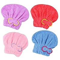 Hair Drying Cap 4PCS Super Absorbent Hair Towel Cap Quick Drying Microfiber Elastic Hair Towel Wrap for Women for Women Adults Girls Towels