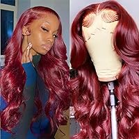 Burgundy Lace Front Wig Pre-Plucked with 13x4 HD Lace Frontal Human Hair Body Wave wigs for Black Women 180% Density and Mesmerizing 99J Colored Human Hair Lace Front Wigs 20 Inch (20 inch)
