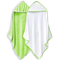 2 Pack Baby Bath Towel - Rayon Made from Bamboo, Ultra Soft Hooded Towels for Babies,Toddler,Infant - Newborn Essential -Perfect Baby Registry Gifts for Boy Girl (White and Green, 30 x 30 Inch)