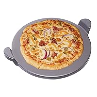 Pizza Kitchen Glazed Round Pizza Stone with Handles for Oven and Grill, 15 inch