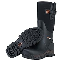 HISEA Rubber Hunting Boots for Men Waterproof Rain Boots for Mud Working Farming Fishing, Adjustable Calf