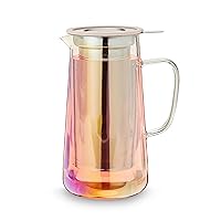 Pinky Up Annika Glass Teapot - Tea Glass Pot Infuser and Tea Kettle for Loose Tea, 33oz Iridescent