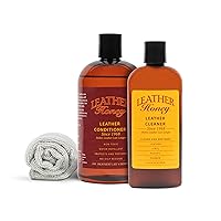 Leather Honey Complete Leather Care Kit Including 8 oz Cleaner, 16 oz Conditioner and Applicator Cloth for use on Leather Apparel, Furniture, Auto Interiors, Shoes, Bags and Accessories